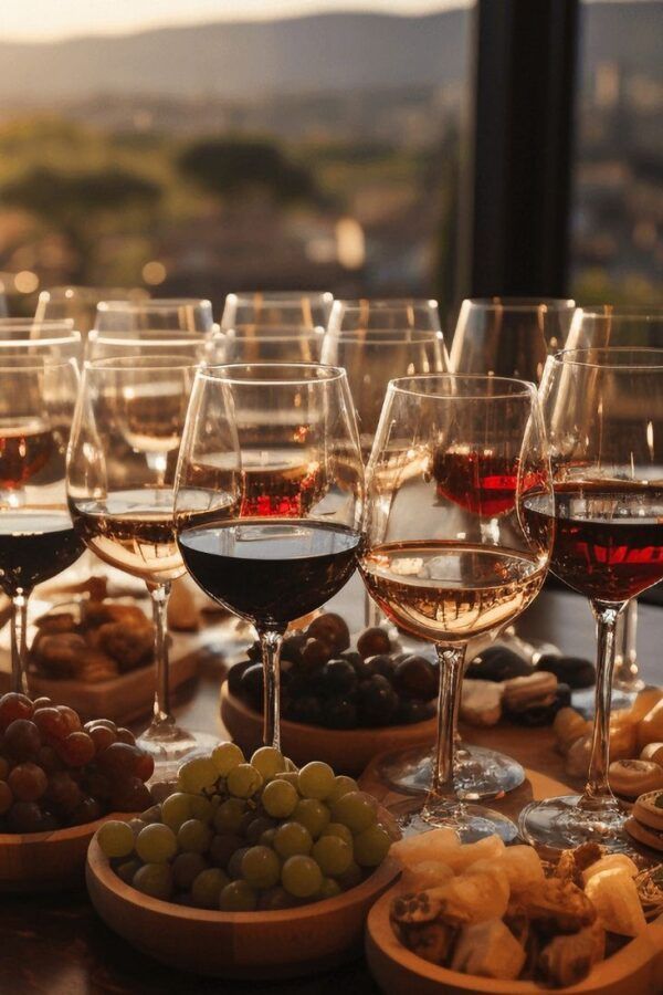 Degustação de vinho ao pôr do sol